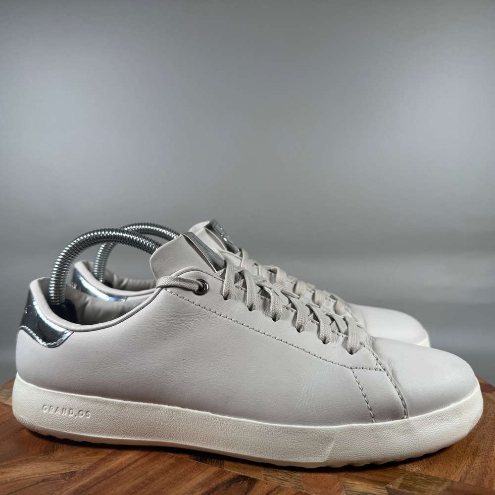 Cole Haan GrandPro Rally Court Sneakers White Leather Silver W17624 Womens 9.5 B